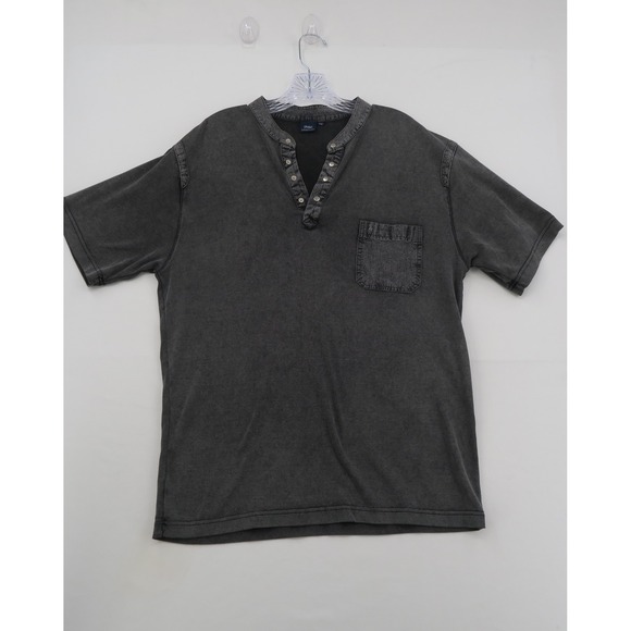 Polo Ralph Lauren Other - Vintage Polo Ralph Lauren MenXXL Black Faded Acid Wash Snap Henley Pocket TShirt